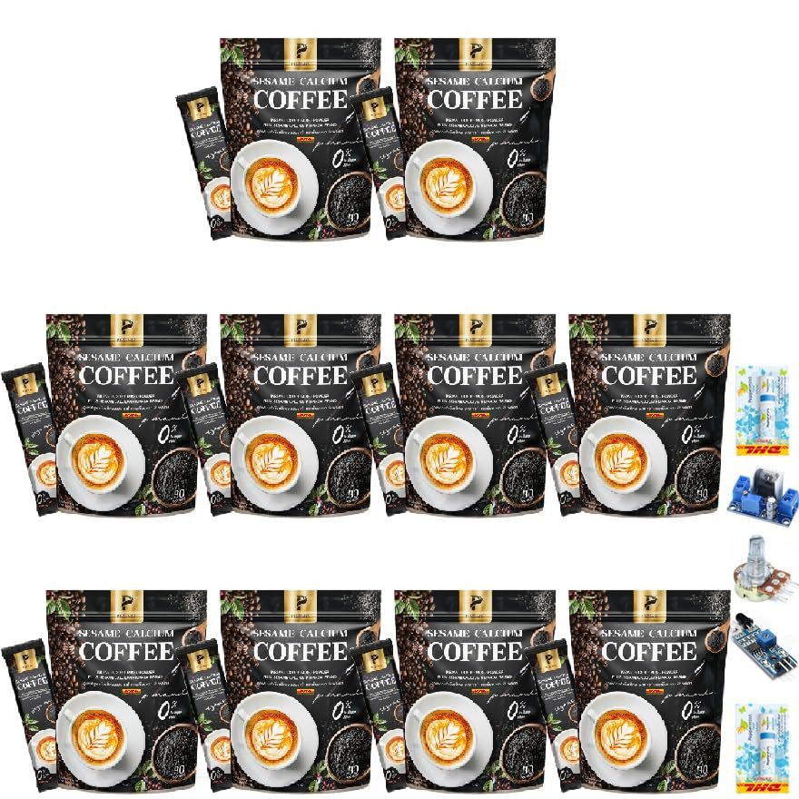 30 Sachets/Pack(300g) Pimnada SesameCalcium Coffee Instant Mix Powder Snack Much Mellow Delicious Arabica Intense Good Shape Set 10 C029 By Thaigiftshop [Get Free Tomato Facial Mask]