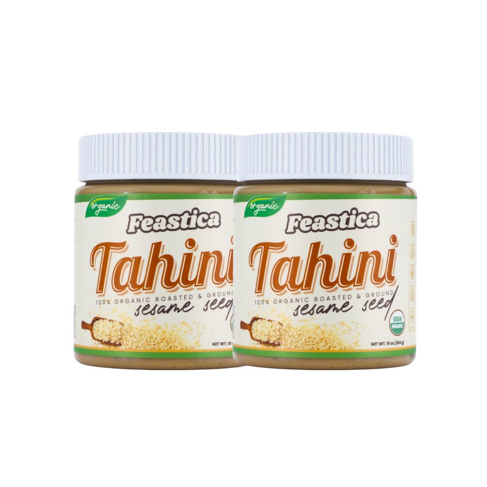 FEASTICA USDA Organic Tahini, 10 oz 100% Organic Sesame Paste, Gluten-Free, Non-GMO, Vegan, Keto-Friendly (Pack of 2))