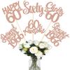 12PCS Happy 60th Birthday Centerpiece Sticks Sixty Straight Outta 1966 Table Flower Centerpieces Sticks Lengend Since 1966 Decorations for Cheers to 60 Birthday Party Centerpieces Supplies Rose Gold view 1