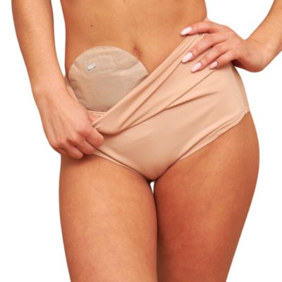Ostomy Bag Cover for Women, High-Waist Underwear, Black, Discreet Panties with Inner Pocket, Leak Control, Fast-Dry Fabric (Classic, Beige, XL)