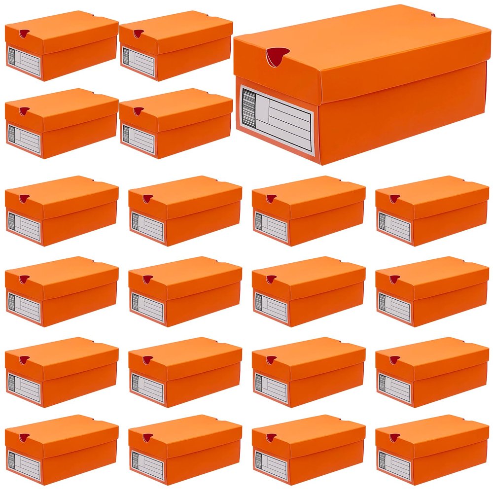 24 Pack Mini Sneaker Boxes for Party Favors 6.1 x 3.9 x 2.6 Inch Mini Shoe Gifts Boxes for Candies Cookies Snacks Sports Small Gift Case with Label for Wedding, Holiday, Birthday Party Favor (Orange)