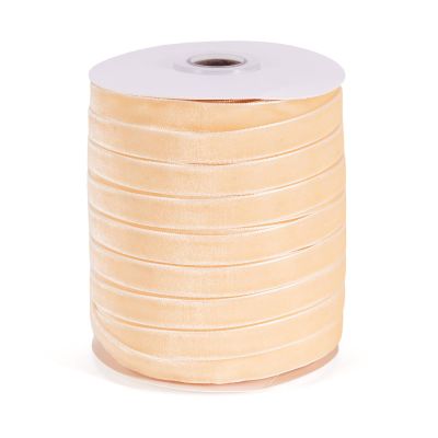 Craftdady 50 Yards Gift Wrapping Velvet Ribbons 3/8" Soft Single Face Velvet Ribbons for Ornament Decoration 10mm Flower Bouquet Ribbon for Choker Hair Bows Wreath DIY Crafts Bisque