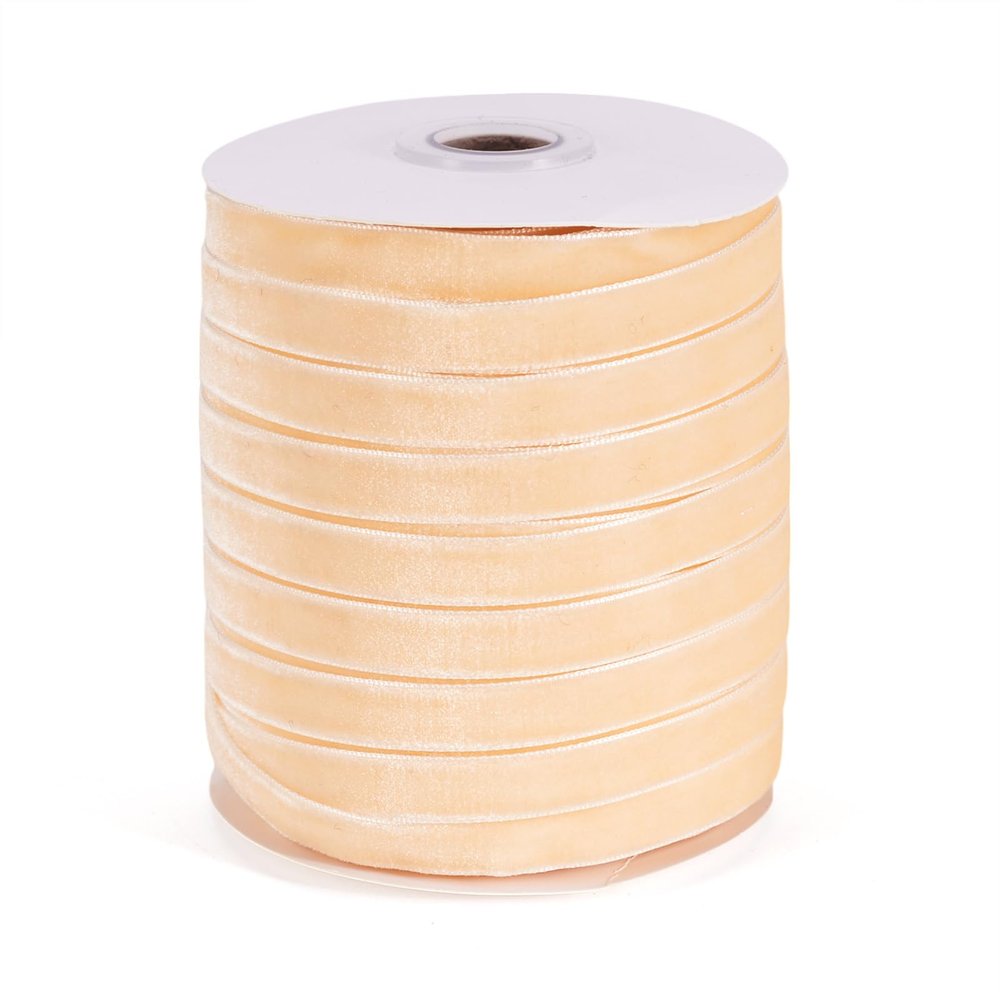 Craftdady 50 Yards Gift Wrapping Velvet Ribbons 3/8" Soft Single Face Velvet Ribbons for Ornament Decoration 10mm Flower Bouquet Ribbon for Choker Hair Bows Wreath DIY Crafts Bisque
