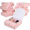 Beebeecraft 10 Sets Pink Paper Gift Box with Ribbon 6.69 x 6.69 x 1.97in Square Present Boxes for Weddings Bridal Showers Graduations Birthdays Bridesmaids Gifts view 1