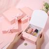 Beebeecraft 10 Sets Pink Paper Gift Box with Ribbon 6.69 x 6.69 x 1.97in Square Present Boxes for Weddings Bridal Showers Graduations Birthdays Bridesmaids Gifts view 3