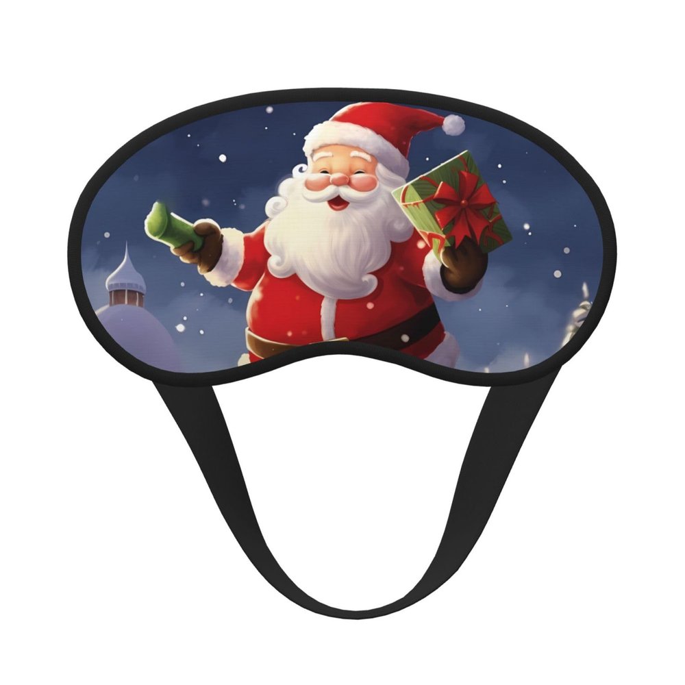 Merry Christmas Santa Sleep Mask for Side Sleeper - Total Blackout Sleeping Mask, Super Lightweight Soft Eye Mask for Sleeping, Zero Pressure Eye Cover Night Blindfold for Men Women