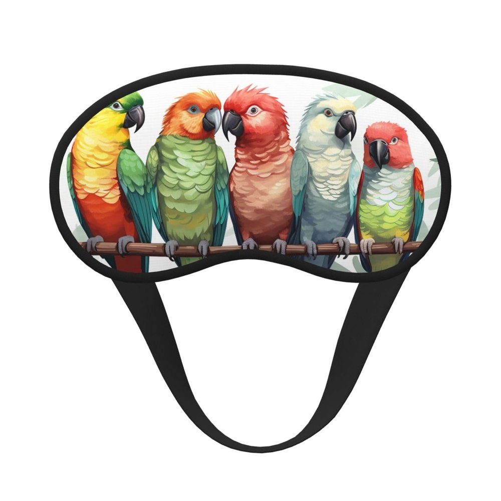 Colorful Parrots On Tree Sleep Mask for Side Sleeper - Total Blackout Sleeping Mask, Super Lightweight Soft Eye Mask for Sleeping, Zero Pressure Eye Cover Night Blindfold for Men Women