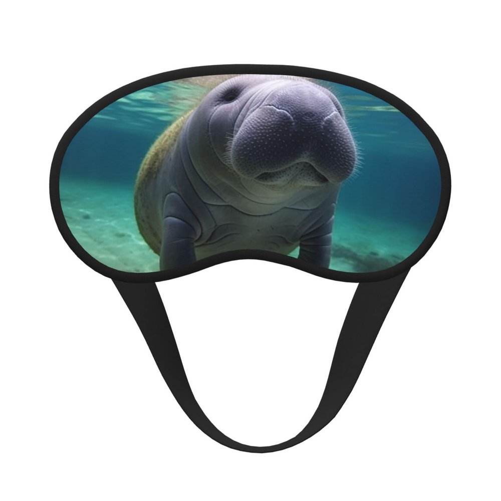Cute Sea Animal Manatee Sleep Mask for Side Sleeper - Total Blackout Sleeping Mask, Super Lightweight Soft Eye Mask for Sleeping, Zero Pressure Eye Cover Night Blindfold for Men Women