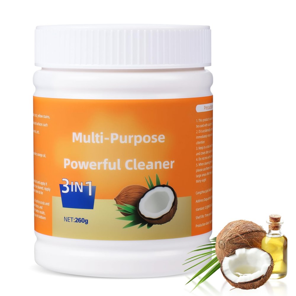 Multi-Purpose Powerful Cleaner for Kitchen, Heavy Kitchen Duty Degreaser, 260g Coconut Oil Natural Decontamination Cream, All-Purpose Cleaner Removes Stains on Microwave, Oven & Stove Top