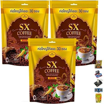 30 Sachets/Pack(300g) SXCoffee Ginseng Coffee Roasted Snack Delicious Vegan Good Shape Intense Much Mellow (of 3) By Beautygoodshop [Get Free For You Beauty Gifts]