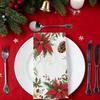 100PCS Christmas Paper Napkins Poinsettia Flower Disposable Hand Towels Xmas Red Floral 3 Ply Decorative Guest Napkins for Lunch Dinner Kitchen Bathroom Winter Christmas Cocktail Party Supplies view 4