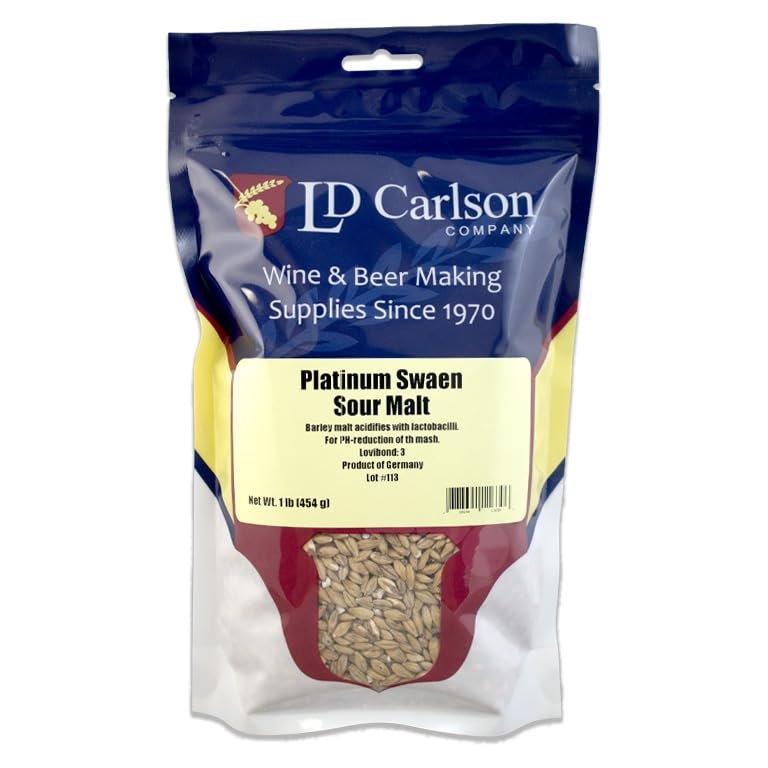 SAUER MALT PlatinumSwaen Sour Malt (Acidulated Malt) - 1 LB Uncrushed for PH Reduction