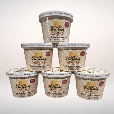 Sinless Scoops Classic Variety Pack (6 Pints):Cookies N Cream, Butter Pecan, Cookie Dough, PB Cup, Strawberry, and Rocky Road