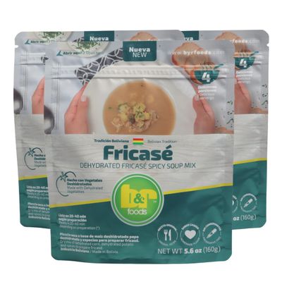 B&R Foods Sopa de Fricas/Dehydrated Fricas Spicy Soup Mix Traditional Bolivian Soup with Spices | Authentic Flavor | Preservative Free, 5.6 oz. (160 g.) Doy Pack (Pack of 3)