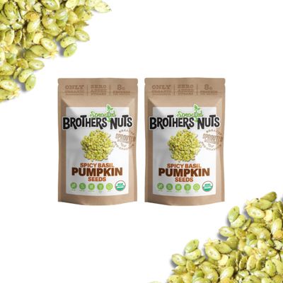 Brothers Nuts Spicy Basil Pumpkin Seeds Organic, Sprouted Pumpkin Seeds Healthy Keto Snack Vegan, Gluten-Free, Kosher No Preservatives 6 oz (Pack of 2)