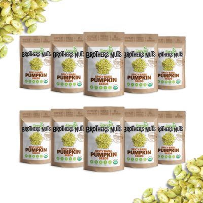 Brothers Nuts Spicy Basil Pumpkin Seeds Organic, Sprouted Pumpkin Seeds Healthy Keto Snack Vegan, Gluten-Free, Kosher No Preservatives 2 oz (Pack of 10)