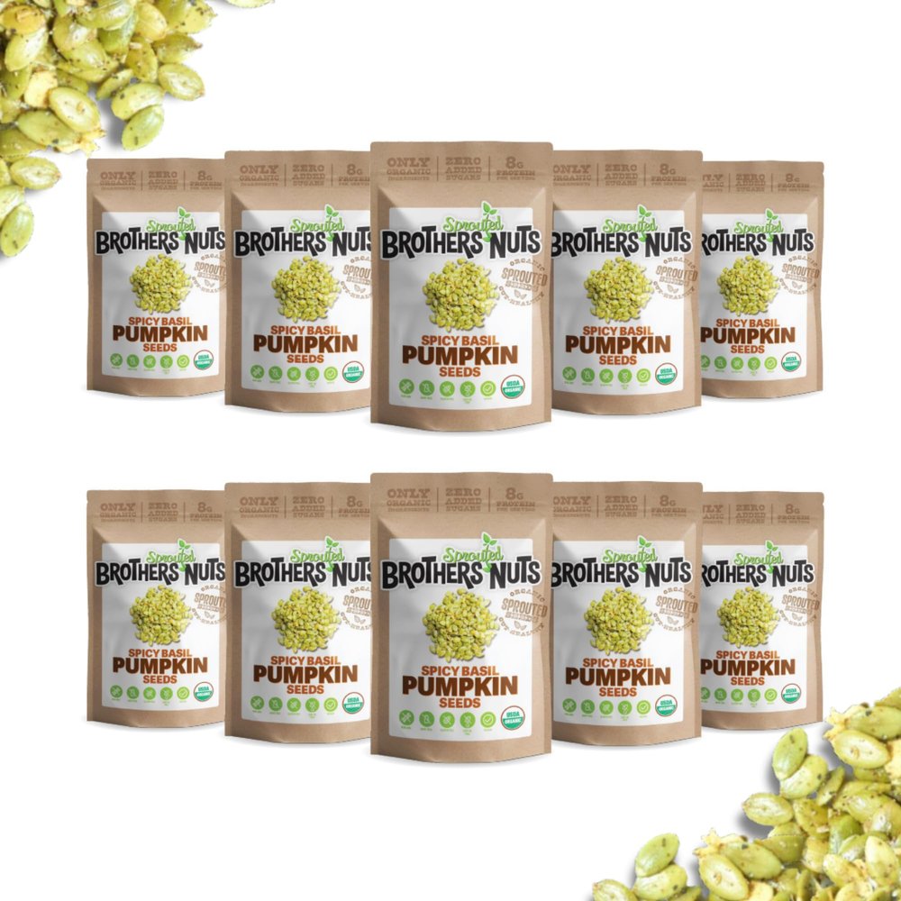 Brothers Nuts Spicy Basil Pumpkin Seeds Organic, Sprouted Pumpkin Seeds Healthy Keto Snack Vegan, Gluten-Free, Kosher No Preservatives 2 oz (Pack of 10)