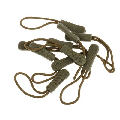 10pcs Zipper Pull Cord Zip Puller Replacement with Elastic Cord and Plastic Head for Jackets Bags Luggage- Army Green