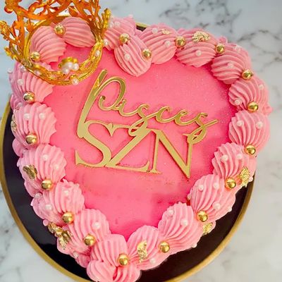 Pisces Cake Toppers,Acrylic Gold Pisces Energy/Pisces Season Cake Decor,February March Birthday Cupcake Decoration,Horoscope Astrology Birthday Party Supplies