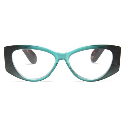 2SeeLife Oversized Cateye Reading Glasses for Women MediumWide Fit, Durable & Sturdy Frame, Trendy Premium Cateye Readers, Turquoise, +2.00