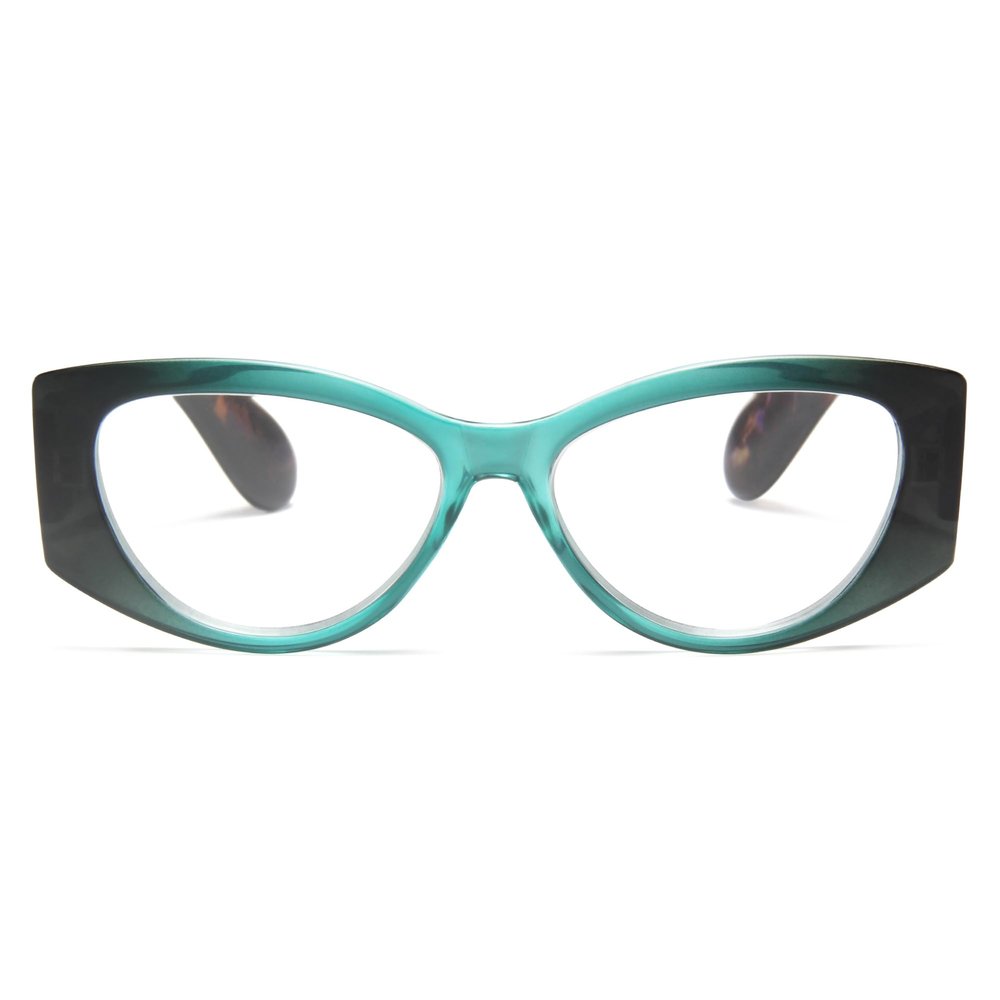 2SeeLife Oversized Cateye Reading Glasses for Women MediumWide Fit, Durable & Sturdy Frame, Trendy Premium Cateye Readers, Turquoise, +1.50