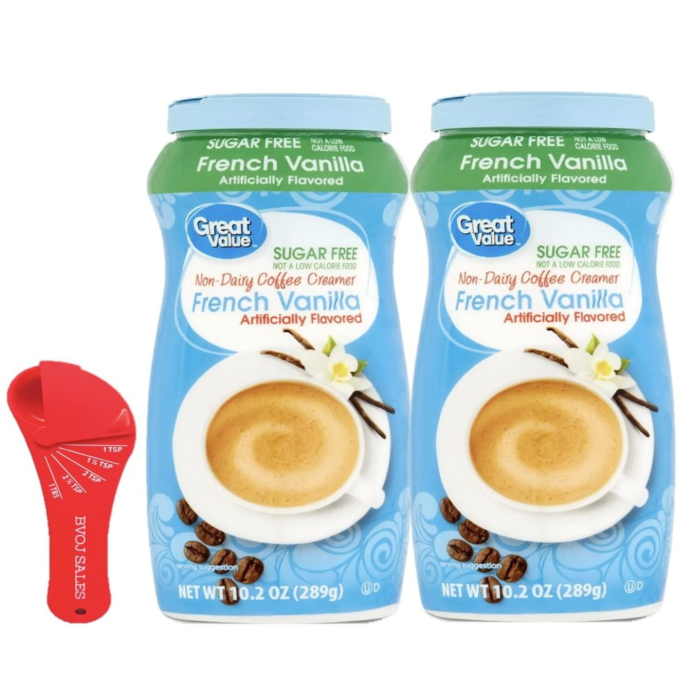 Great Value Sugar Free French Vanilla powder Coffee Creamer 10.2 oz Canister 2 pack