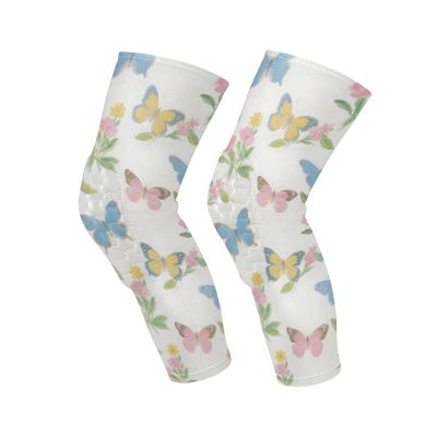 HXshaoye Beautiful and Colorful Butterfly Flowers knee braces for women (1 pair) Tight Anti-Slip Design knee guard for Climbing, Baseball, Skating, rodilleras para roofing