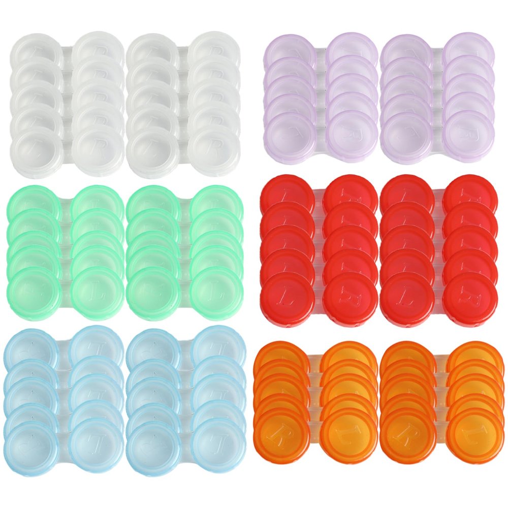 dPois Unisex Left/right Eyes Plastic Screw for Cute Contact Lens Case Transparent Top for Home Travel Outdoor Item 60Pcs One Size