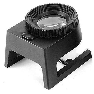 15X Magnification Metal Folding Linen Tester with Scale Measurement & 3 LED Lights for Cloth, Textile & Printing Inspection