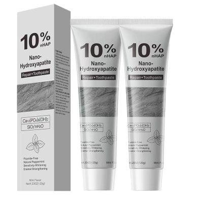 10% Nano Hydroxyapatite Toothpaste for Advanced Enamel Repair & Sensitivity Relief, Fluoride-Free, Fresh Mint, Gentle Daily Toothpaste for Whitening & Fresh Breath (2-Pack)