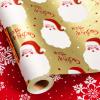 MAYPLUSS Gold Santa Claus Wrapping Paper Roll, 17IN X 33FT Red Christmas Gift Wrap Paper Featuring Merry Christmas Reversible Snowflake for Holiday New Year Kids view 1