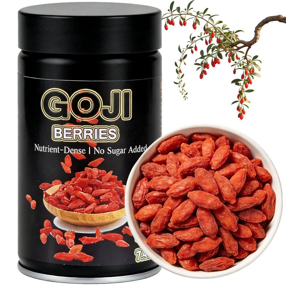 Chinese Goji Berry Unsweetened Ningxia Red Wolfberry Super-Grade for Men/Guys Dried Fruit Goji Berries No Sugar for Tea Soup Cooking & Health