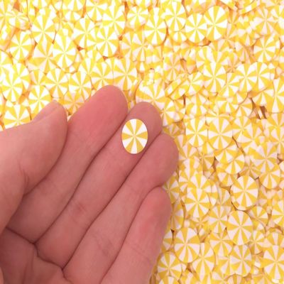 10mm Lemon Yellow Peppermint Polymer Clay Non Edible Sprinkles, Larger Size, Dessert Nail Art Slices, Miniature Faux Mint Candy rdnqu (Bag: 30 Grams)