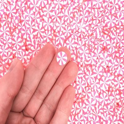 10mm Pink Peppermint Polymer Clay Non Edible Sprinkles, Larger Size, Dessert Nail Art Slices, Miniature Faux Mint Candy rdnqu (Container: Approx. 4-5 Grams)