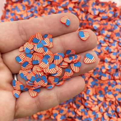 Patriotic Heart Shaped American Flag Polymer Clay Slices, Nail Art Slices, Non Edible Faux Sprinkles rdnqu (Bag: 30 Grams)