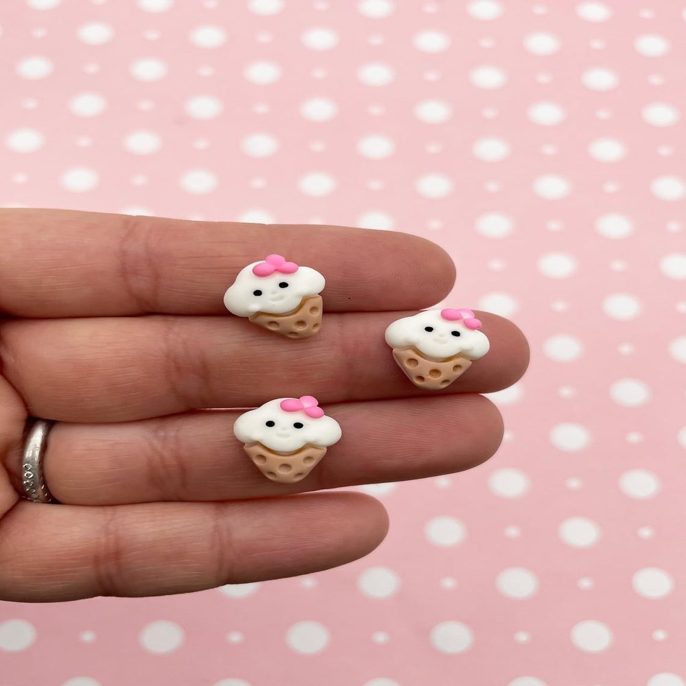 Cute Small Matte Ice Cream Cone Cabochons, Kawaii Decoden Ice Cream, Ice Cream Cabs rdnqu (6 Pieces)