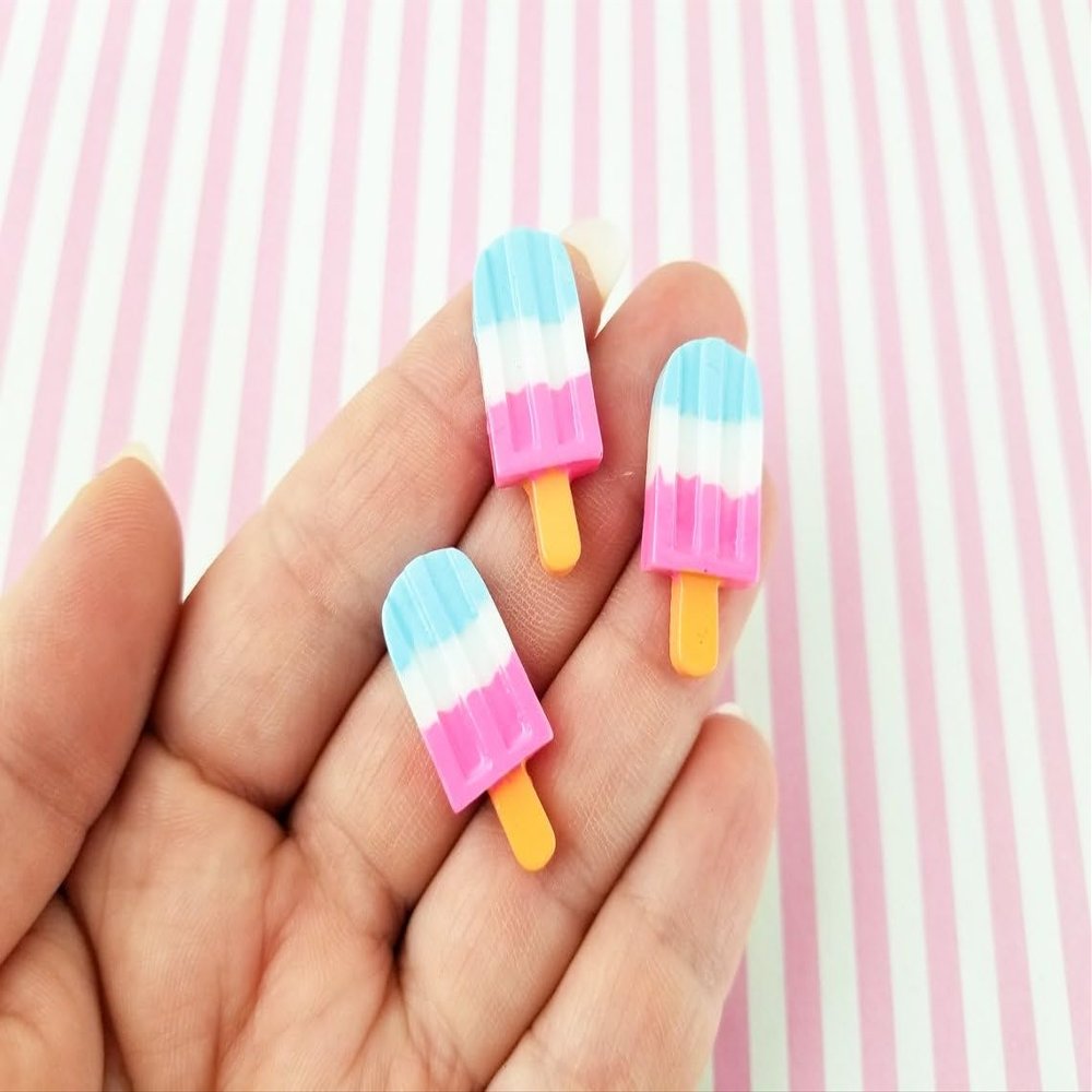 Multicolor Pastel Ice Cream Cabochons, Kawaii Decoden Ice Cream, Ice Cream Cabs, Popsicle Cabochons rdnqu (3 Pieces)