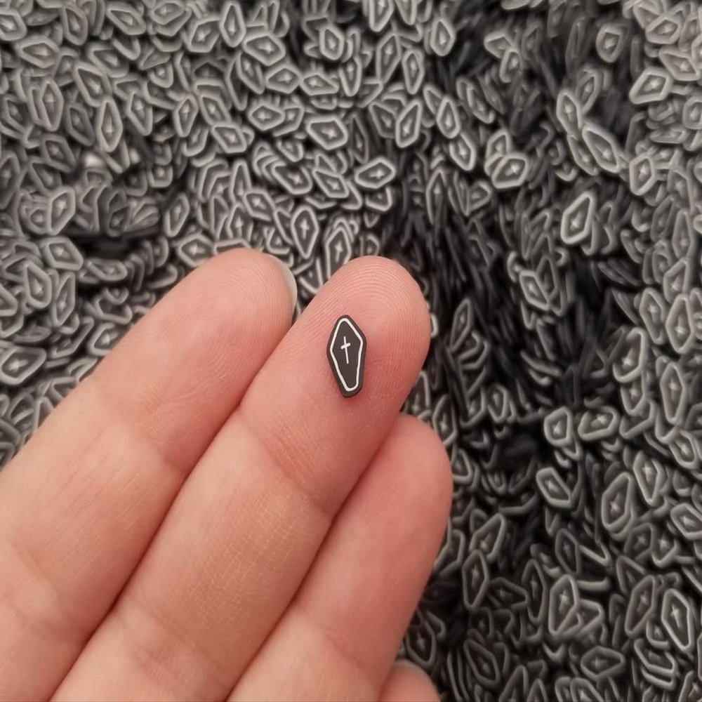Small Spooky Coffin Halloween Polymer Clay Sprinkles, Inedible Spooky Faux Sprinkles, Polymer Clay Fake Sprinkles, Decoden Funfetti rdnqu (Bag: 30 Grams)