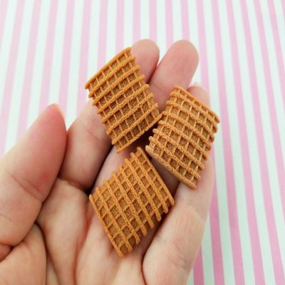 Rice Chex Square Breakfast Cereal Cabochons, Hard Resin Decoden Cabochons rdnqu (3 Pieces)