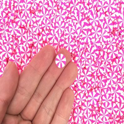 10mm Hot Pink Peppermint Polymer Clay Non Edible Sprinkles, Larger Size, Dessert Nail Art Slices, Miniature Faux Mint Candy rdnqu (Bag: 15 Grams)