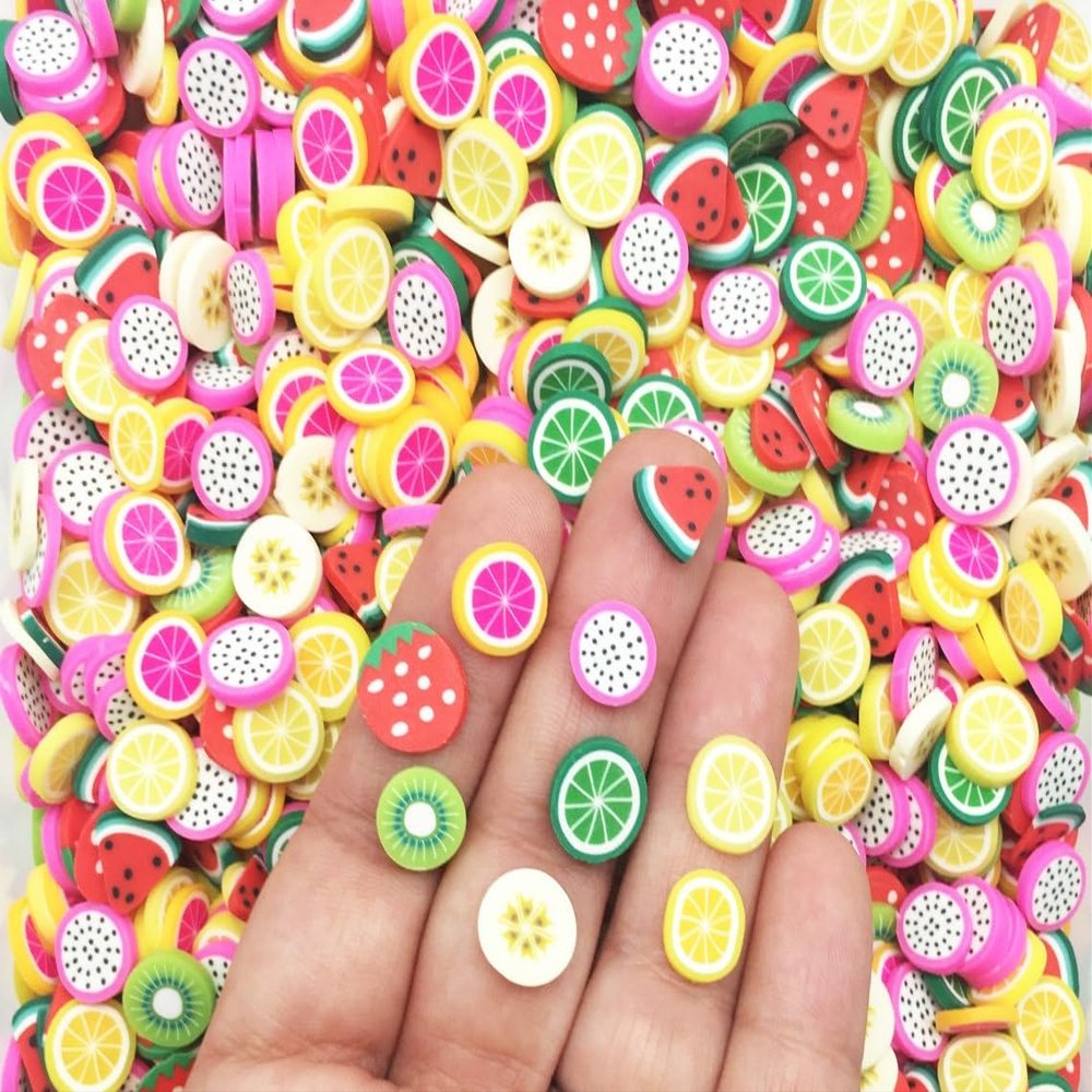 10mm Polymer Clay Fruit Slices, Nail Art Slice Sprinkles, Faux Fruit, Miniature Fruit rdnqu (Bag: 15 Grams)