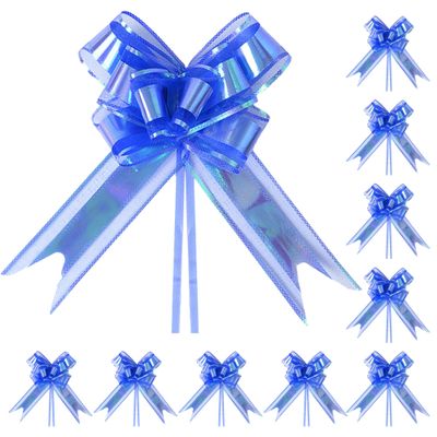 TIMESEEK 24PCS Navy Blue Pull Bows for Gift Wrapping, 6" Large Pre-Tied Decorative Bows for Christmas, Wedding, Birthday, Party Decorations, Reusable Instant Floral Decors for Gifts, Bouquets,Baskets