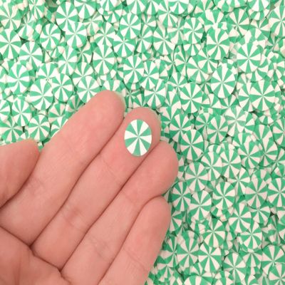 10mm Mint Green Peppermint Polymer Clay Non Edible Sprinkles, Larger Size, Dessert Nail Art Slices, Miniature Faux Candy rdnqu (Bag: 30 Grams)