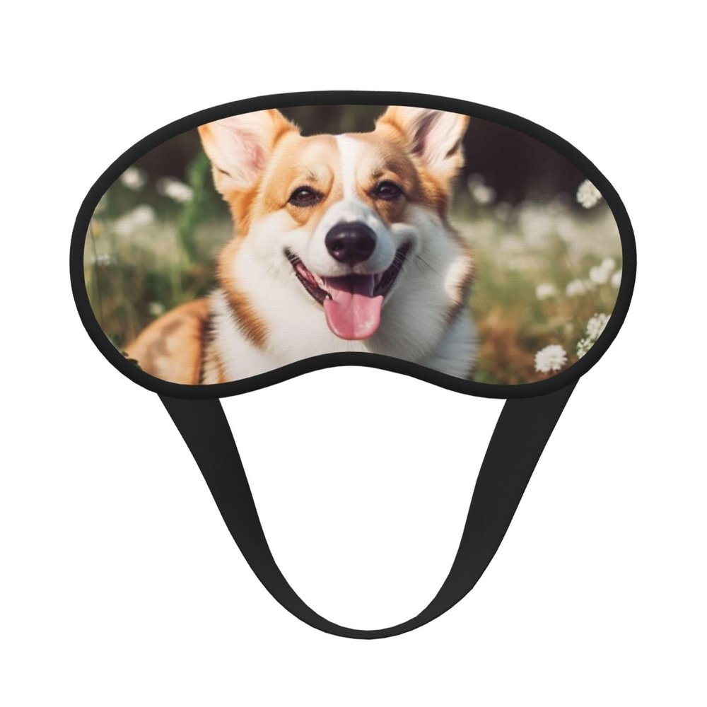 Happy Corgi Dog Sleep Mask for Side Sleeper - Total Blackout Sleeping Mask, Super Lightweight Soft Eye Mask for Sleeping, Zero Pressure Eye Cover Night Blindfold for Men Women