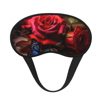 Beautiful Flower Butterfly Roses Sleep Mask for Side Sleeper - Total Blackout Sleeping Mask, Super Lightweight Soft Eye Mask for Sleeping, Zero Pressure Eye Cover Night Blindfold for Men Women