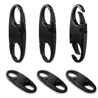 6Pcs Double Opening Lock Zipper Pull Replacement Clips, Small Carabiner Clips, Zipper Locks Anti Theft Deterrent for Bag Luggage Pickpocket Backpack Purse Travel Suitcase (Black)