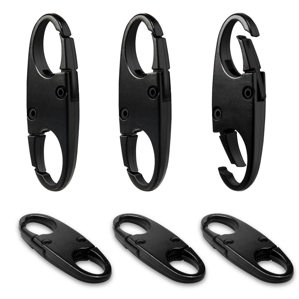 6Pcs Double Opening Lock Zipper Pull Replacement Clips, Small Carabiner Clips, Zipper Locks Anti Theft Deterrent for Bag Luggage Pickpocket Backpack Purse Travel Suitcase (Black)