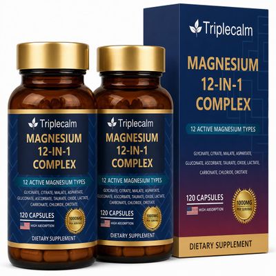 Magnesium Complex 12 in 1 for Women & Men, 1000mg High Absorption Magnesium Supplement with Glycinate, Citrate, Malate & Taurate, Supports Sleep, Muscle, Nerve & Relaxation, Vegan, 240 Capsules