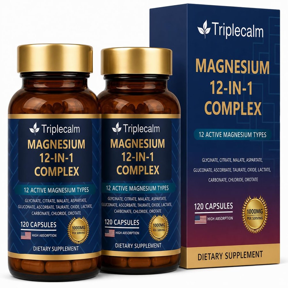Magnesium Complex 12 in 1 for Women & Men, 1000mg High Absorption Magnesium Supplement with Glycinate, Citrate, Malate & Taurate, Supports Sleep, Muscle, Nerve & Relaxation, Vegan, 240 Capsules