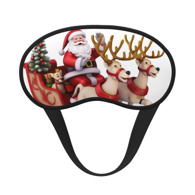 Santa Claus Reindeer Sled Sleep Mask for Side Sleeper - Total Blackout Sleeping Mask, Super Lightweight Soft Eye Mask for Sleeping, Zero Pressure Eye Cover Night Blindfold for Men Women